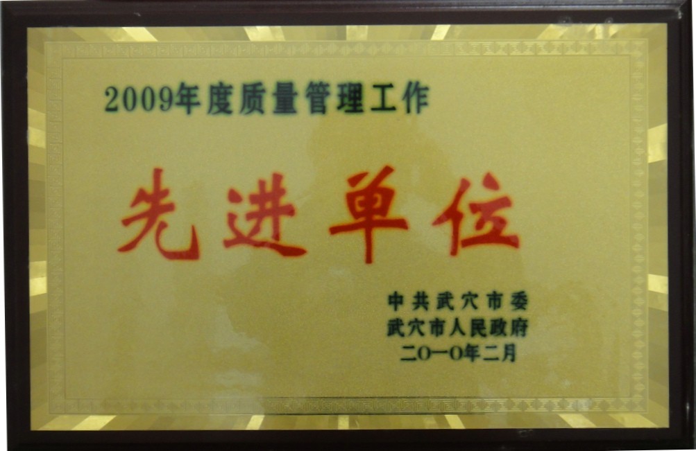 2009年度質(zhì)量管理工作先進(jìn)單位(黃岡亞?wèn)|) 2009年度質(zhì)量管理工作先進(jìn)單位(黃岡亞?wèn)|)