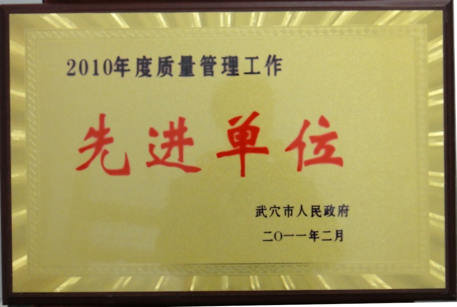 2010年度質(zhì)量管理工作先進(jìn)單位(黃岡亞?wèn)|) 2010年度質(zhì)量管理工作先進(jìn)單位(黃岡亞?wèn)|)